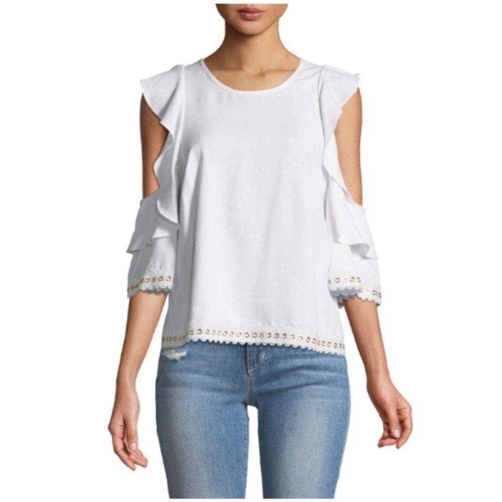 Misa Los Angeles White Ruffle Blouse